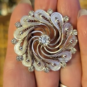 Vintage Lang Sterling Silver Flower Brooch